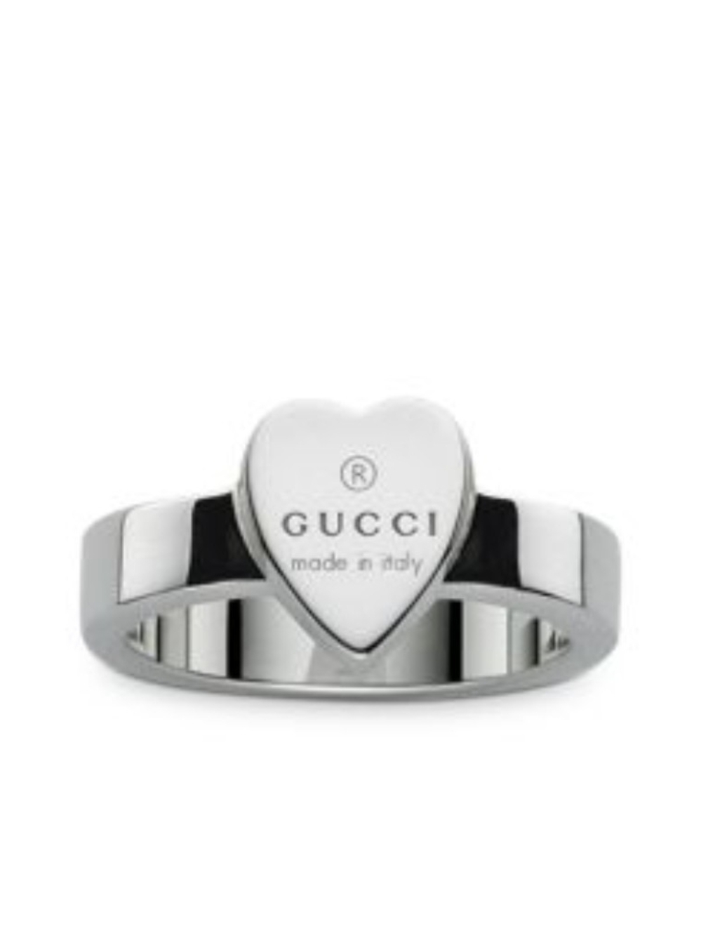 Gucci Silver Heart Logo Ring on Green Gift Box Without The Engrave Gucci Ribbon. - Picture 2 of 4